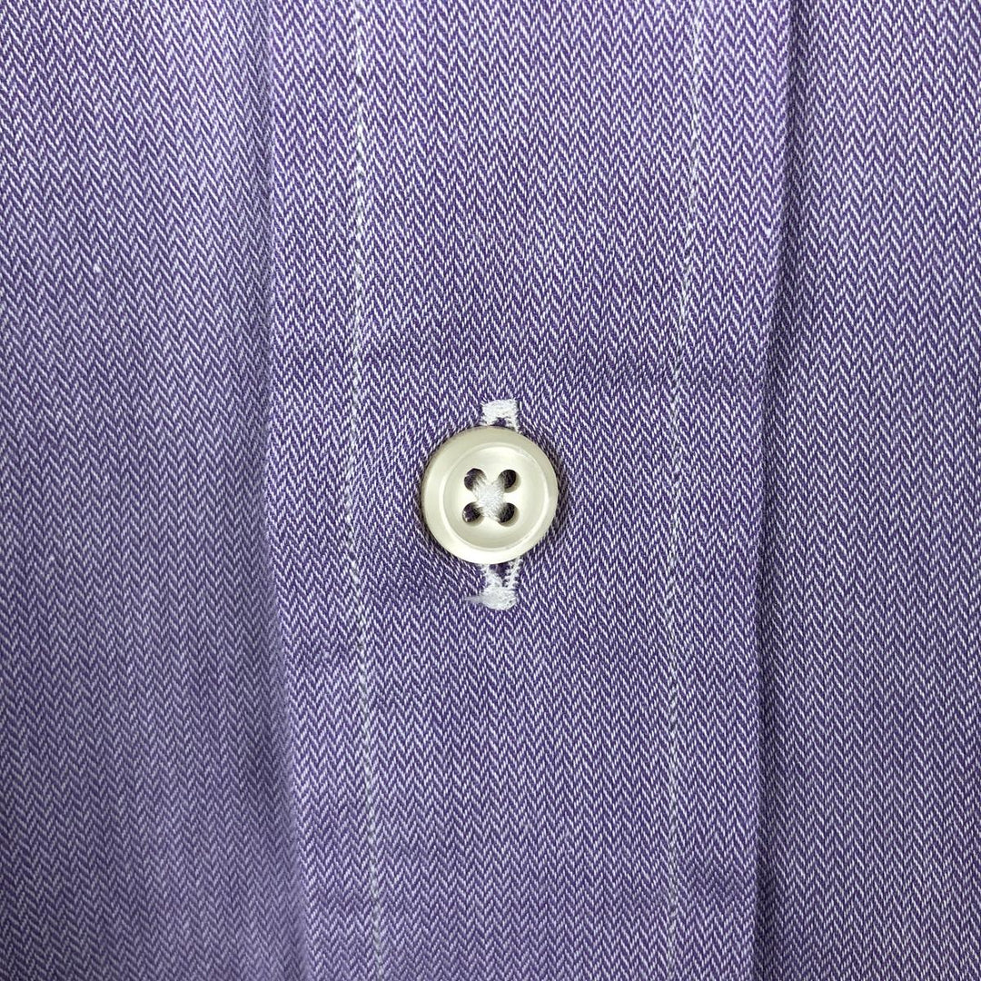 Ralph Lauren ANDREW herringbone long-sleeved cotton shirt, men's size L (approx.) cotton purple type Vintage Second Hand
