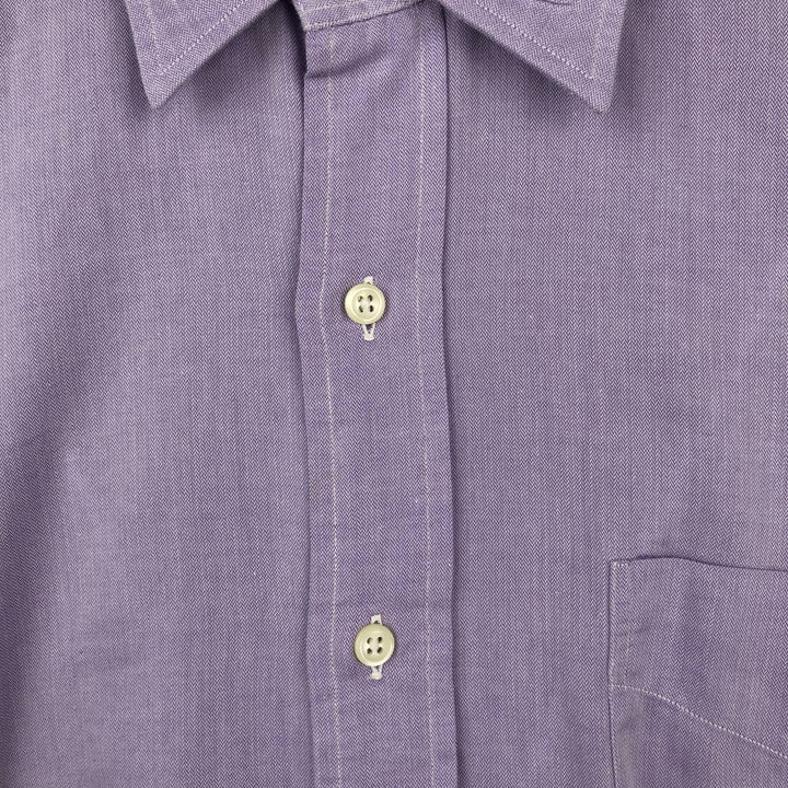 Ralph Lauren ANDREW herringbone long-sleeved cotton shirt, men's size L (approx.) cotton purple type Vintage Second Hand