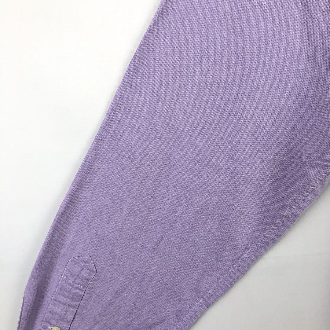 Ralph Lauren ANDREW herringbone long-sleeved cotton shirt, men's size L (approx.) cotton purple type Vintage Second Hand
