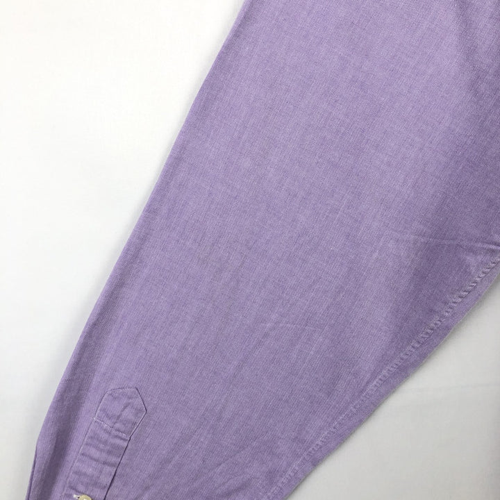 Ralph Lauren ANDREW herringbone long-sleeved cotton shirt, men's size L (approx.) cotton purple type Vintage Second Hand
