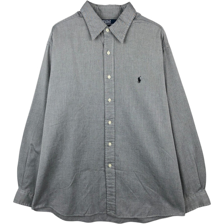 Ralph Lauren LOWELL SPORT Herringbone Long-Sleeve Cotton Shirt, Men's Size XL (approx.) cotton gray type Vintage Second Hand