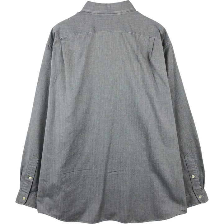 Ralph Lauren LOWELL SPORT Herringbone Long-Sleeve Cotton Shirt, Men's Size XL (approx.) cotton gray type Vintage Second Hand