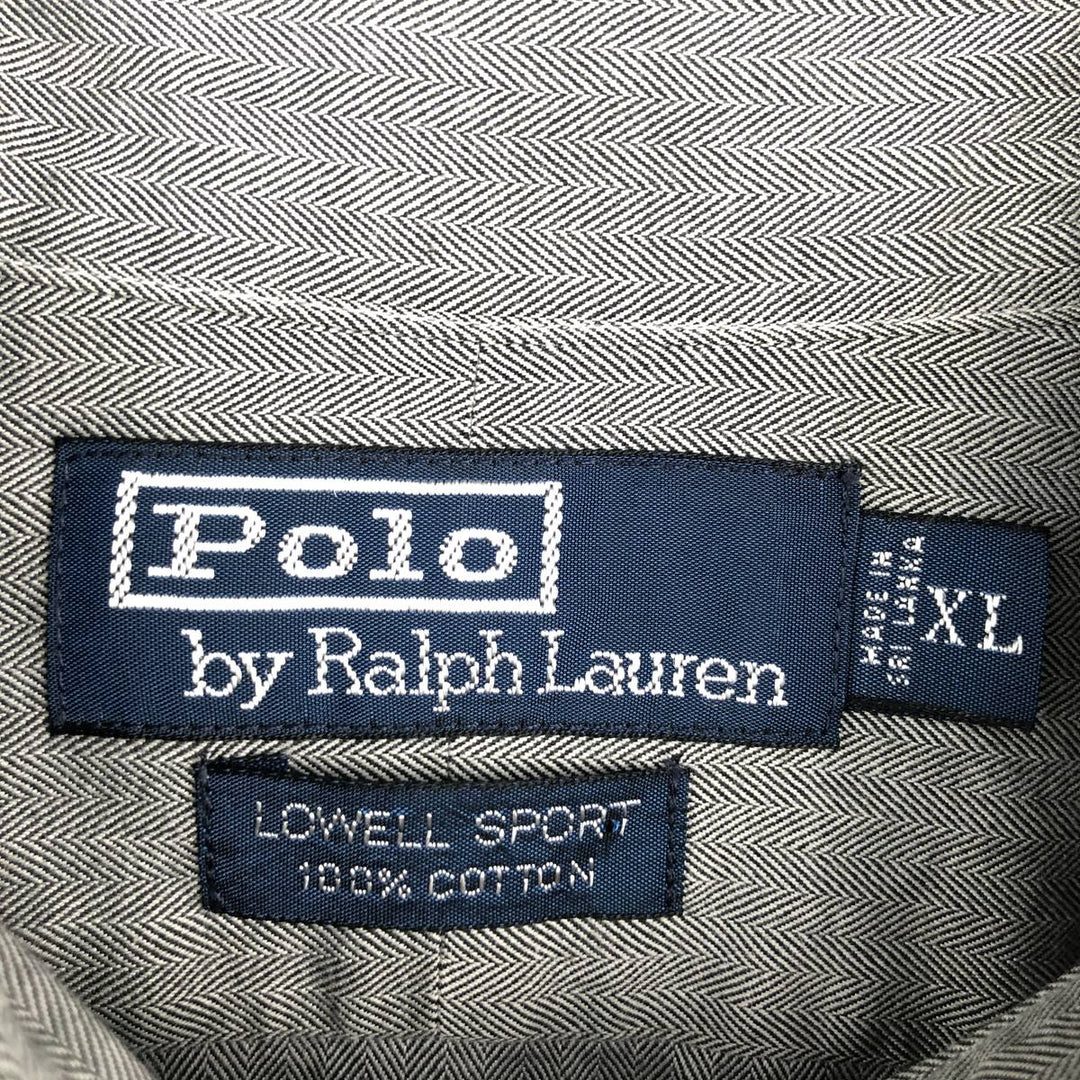 Ralph Lauren LOWELL SPORT Herringbone Long-Sleeve Cotton Shirt, Men's Size XL (approx.) cotton gray type Vintage Second Hand