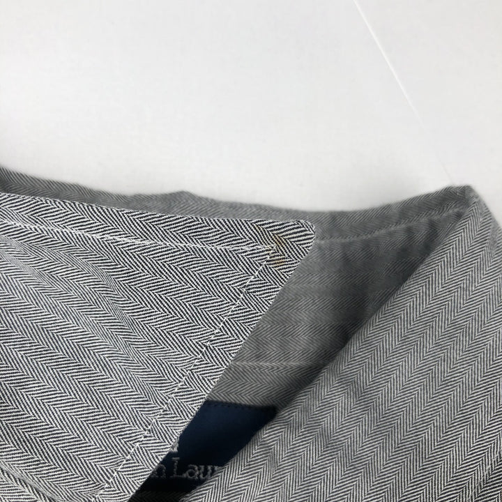 Ralph Lauren LOWELL SPORT Herringbone Long-Sleeve Cotton Shirt, Men's Size XL (approx.) cotton gray type Vintage Second Hand