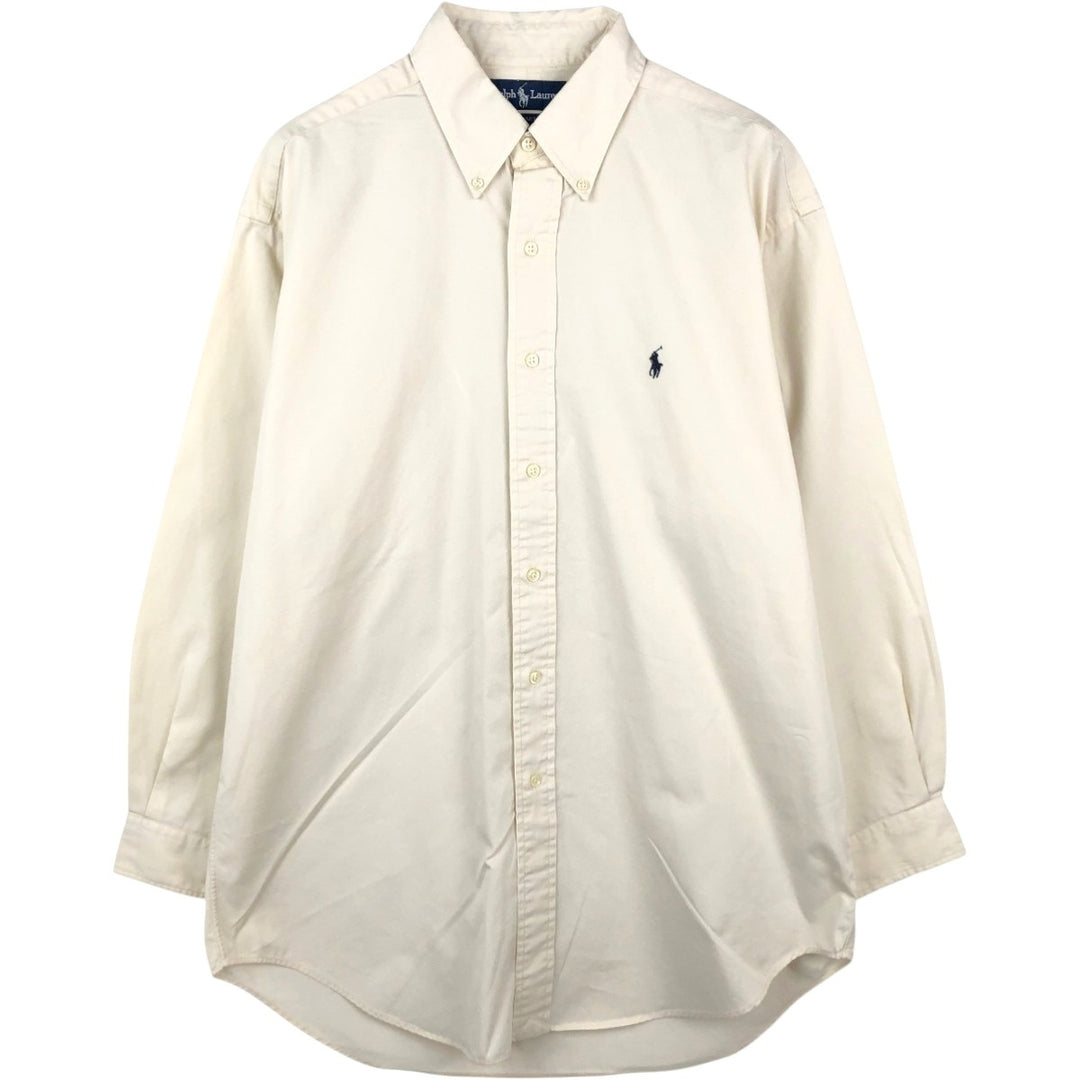Ralph Lauren BLAKE long sleeve button down shirt, men's size M cotton pale white type Vintage Second Hand