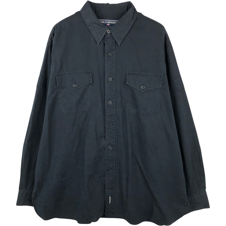 Ralph Lauren POLO SPORT RALPH LAUREN Long-Sleeve Cotton Shirt, Men's Size XL (approx.) cotton black type Vintage Second Hand