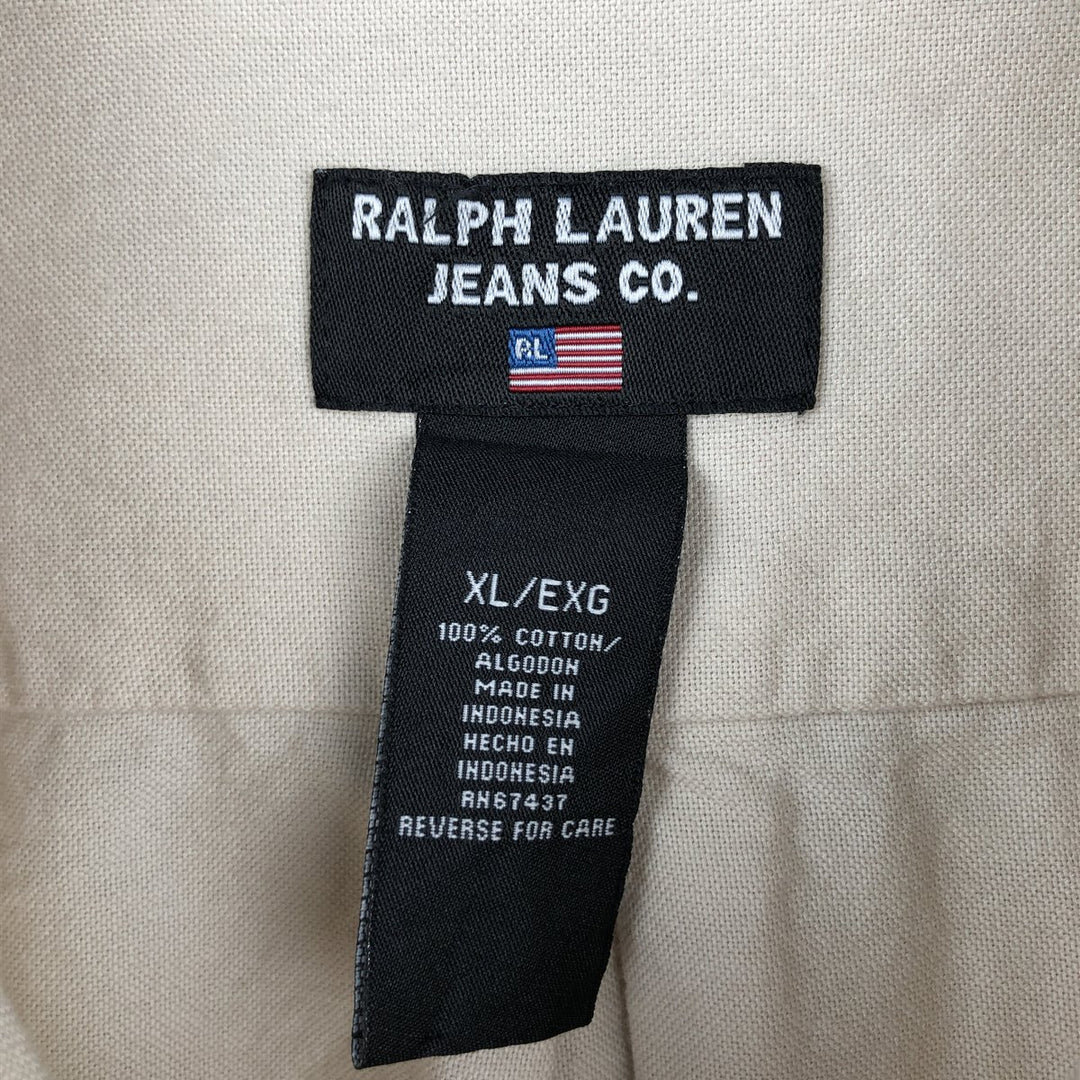 Ralph Lauren RALPH LAUREN JEANS CO. Long-sleeved button-down shirt, men's size XL (approx.) cotton Beige type Vintage Second Hand