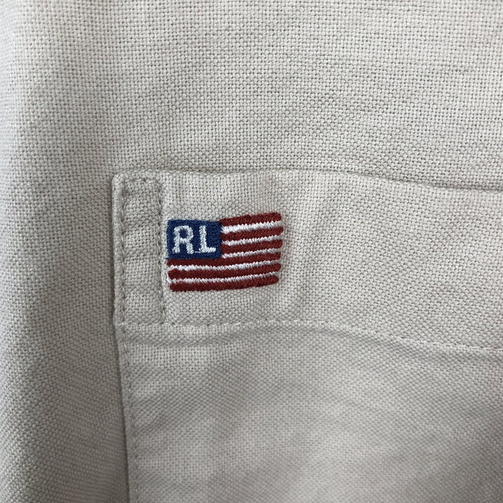 Ralph Lauren RALPH LAUREN JEANS CO. Long-sleeved button-down shirt, men's size XL (approx.) cotton Beige type Vintage Second Hand
