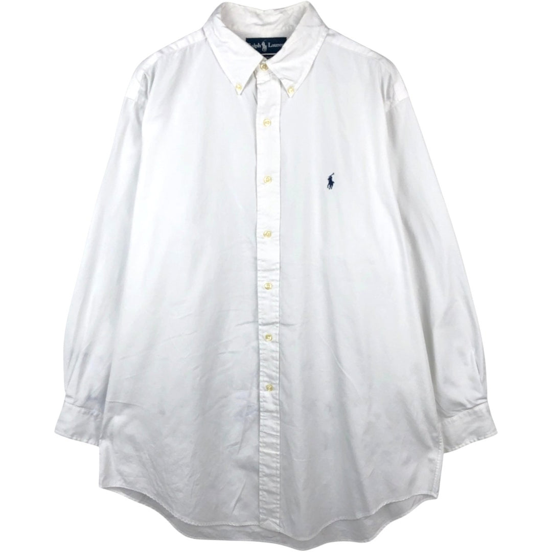 Ralph Lauren YARMOUTH long sleeve button down shirt, men's size L cotton white type Vintage Second Hand