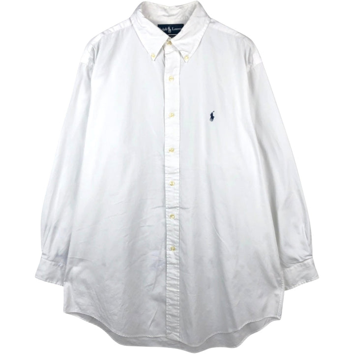 Ralph Lauren YARMOUTH long sleeve button down shirt, men's size L cotton white type Vintage Second Hand