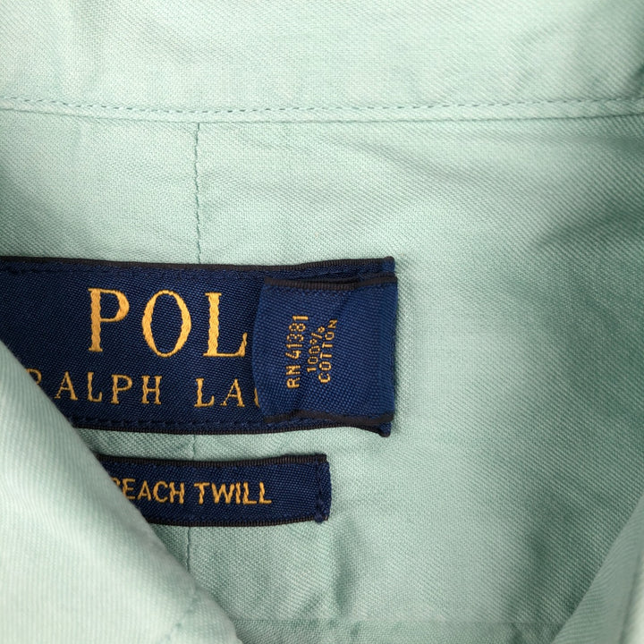 Ralph Lauren BEACH TWILL Long-Sleeve Cotton Shirt, Men's Size M (approx.) cotton Emerald green Vintage Second Hand