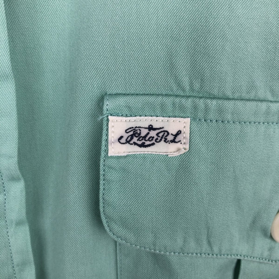 Ralph Lauren BEACH TWILL Long-Sleeve Cotton Shirt, Men's Size M (approx.) cotton Emerald green Vintage Second Hand