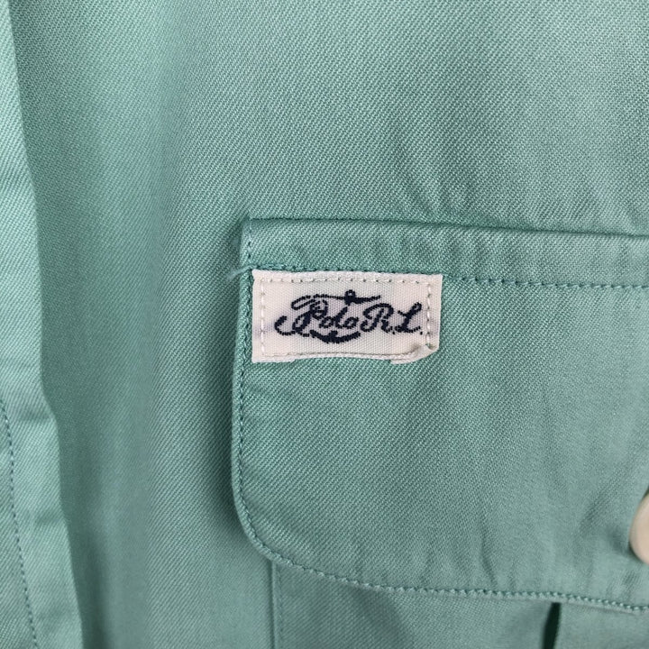 Ralph Lauren BEACH TWILL Long-Sleeve Cotton Shirt, Men's Size M (approx.) cotton Emerald green Vintage Second Hand