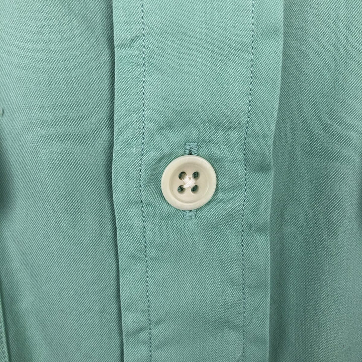 Ralph Lauren BEACH TWILL Long-Sleeve Cotton Shirt, Men's Size M (approx.) cotton Emerald green Vintage Second Hand