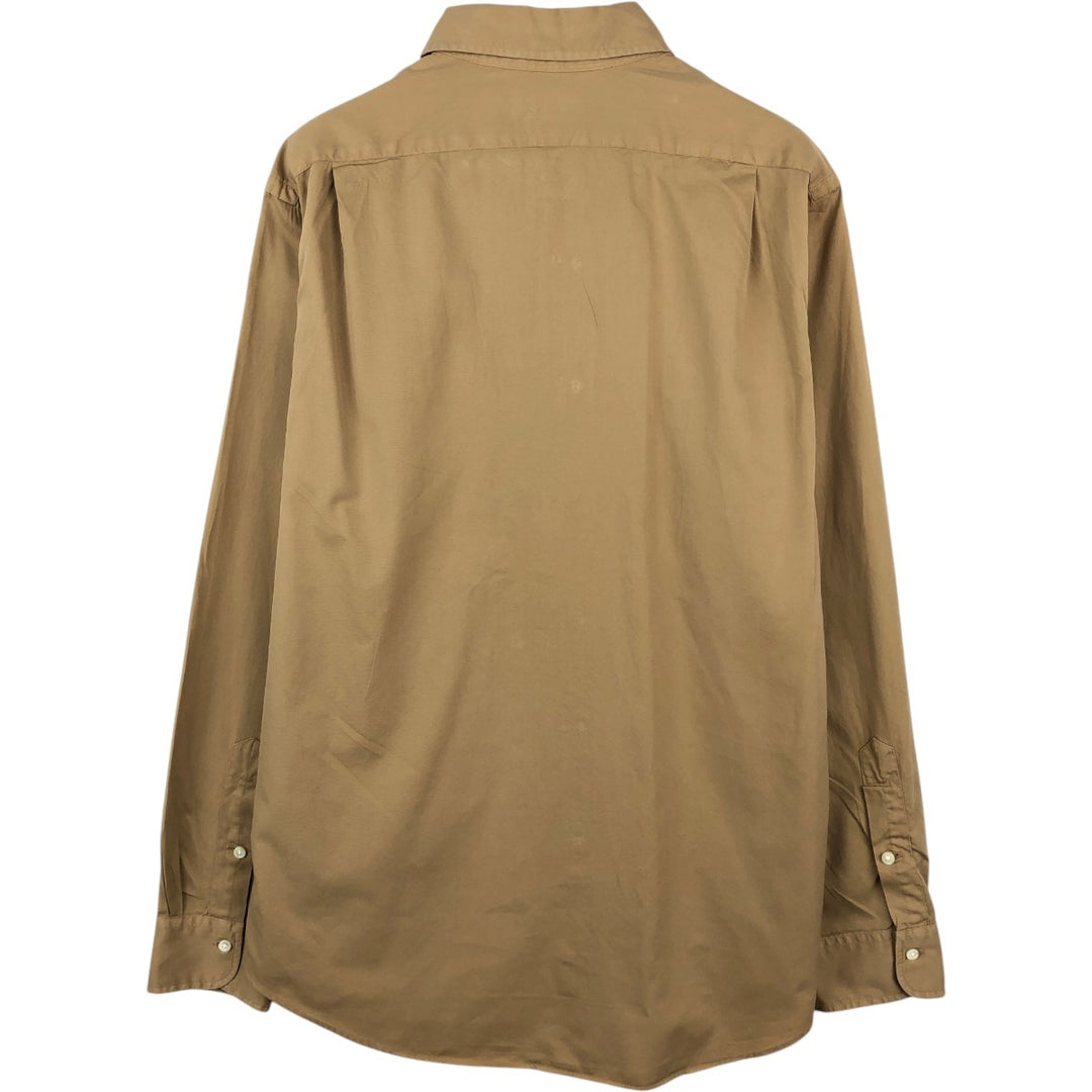 Ralph Lauren GARMENT DYE TWILL Wide Collar Long Sleeve Cotton Shirt, Men's Size L (approx.) cotton beige type brown Vintage Second Hand