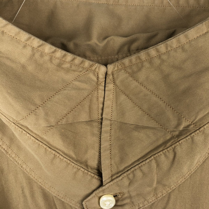 Ralph Lauren GARMENT DYE TWILL Wide Collar Long Sleeve Cotton Shirt, Men's Size L (approx.) cotton beige type brown Vintage Second Hand