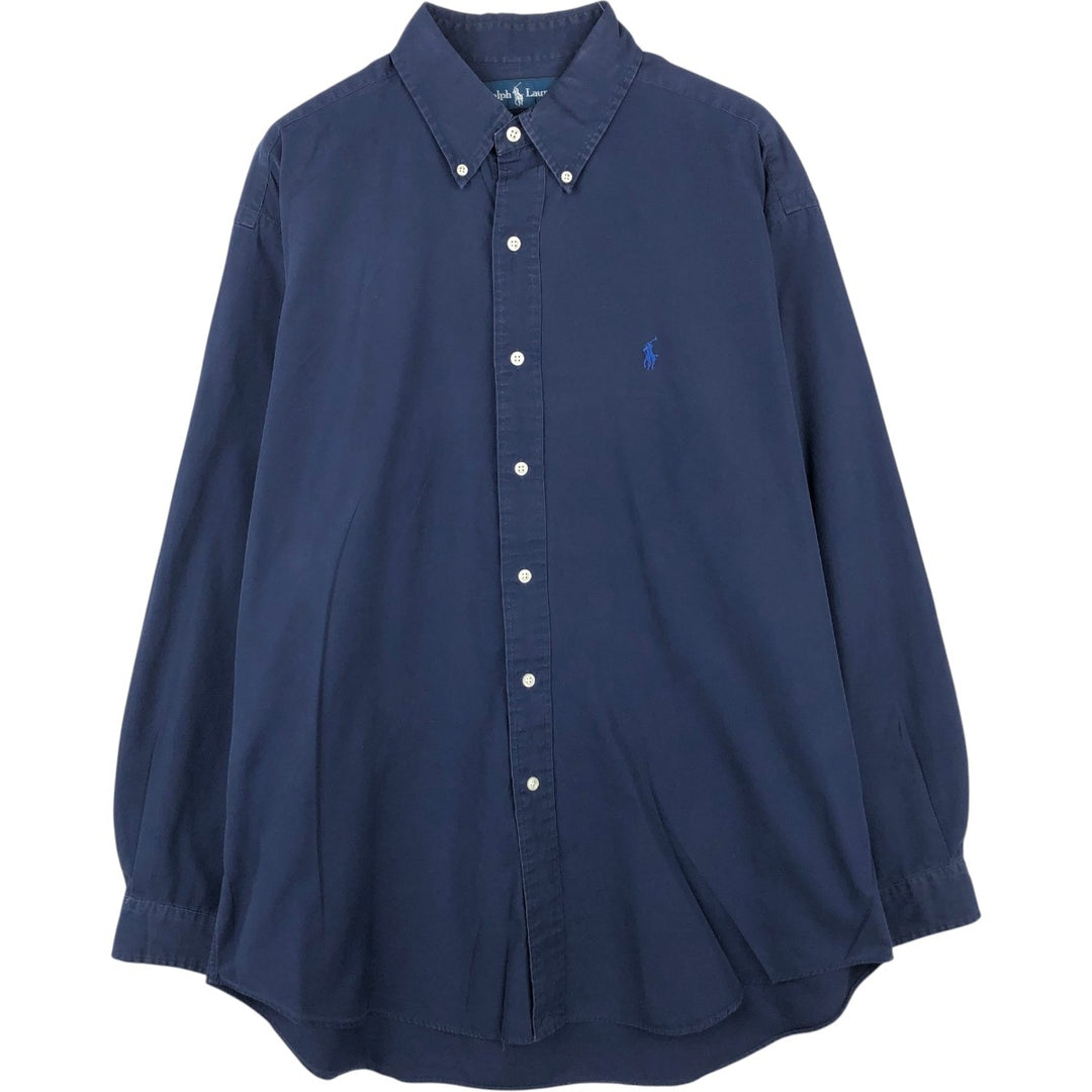 Ralph Lauren BLAKE long sleeve button down shirt, men's size L cotton navy blue type Vintage Second Hand