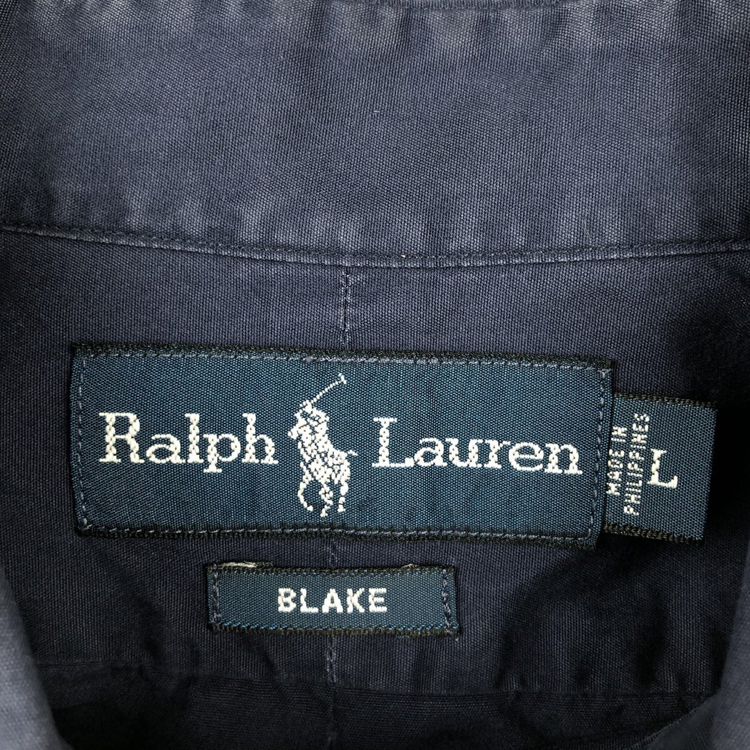 Ralph Lauren BLAKE long sleeve button down shirt, men's size L cotton navy blue type Vintage Second Hand