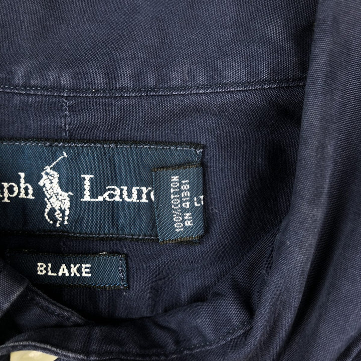 Ralph Lauren BLAKE long sleeve button down shirt, men's size L cotton navy blue type Vintage Second Hand