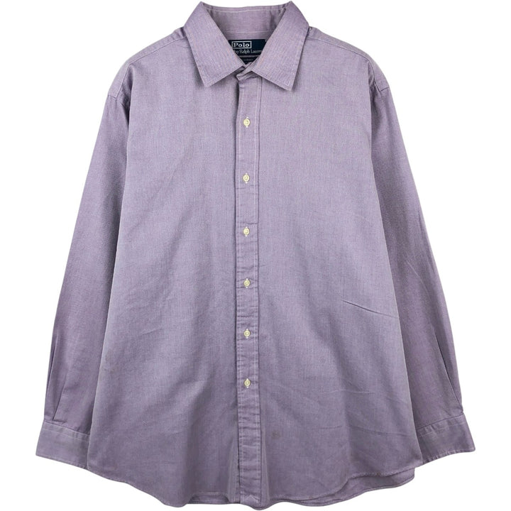 Ralph Lauren CURHAM CLASSIC FIT Herringbone Long-Sleeve Cotton Shirt, Men's Size XL (approx.) cotton purple type Vintage Second Hand