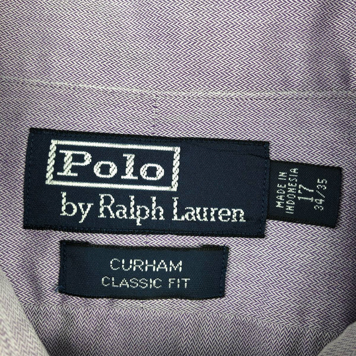 Ralph Lauren CURHAM CLASSIC FIT Herringbone Long-Sleeve Cotton Shirt, Men's Size XL (approx.) cotton purple type Vintage Second Hand