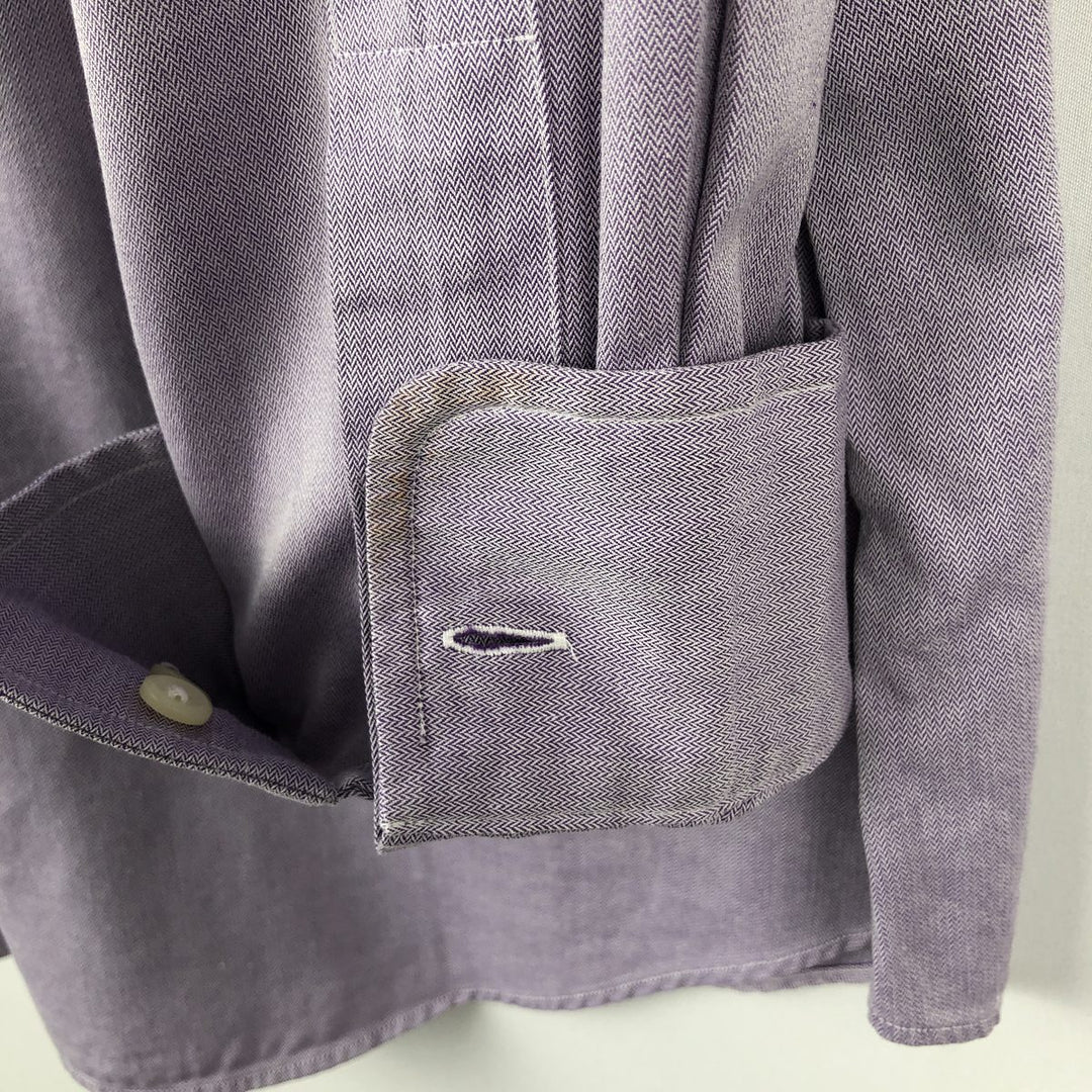 Ralph Lauren CURHAM CLASSIC FIT Herringbone Long-Sleeve Cotton Shirt, Men's Size XL (approx.) cotton purple type Vintage Second Hand