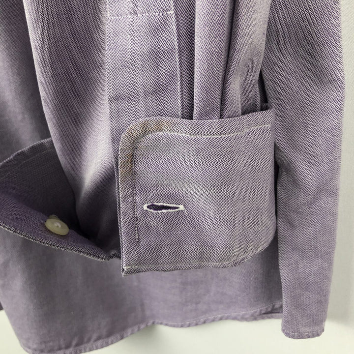 Ralph Lauren CURHAM CLASSIC FIT Herringbone Long-Sleeve Cotton Shirt, Men's Size XL (approx.) cotton purple type Vintage Second Hand