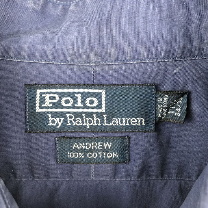 Ralph Lauren Andrew Long Sleeve Cotton Shirt, Men's XL cotton navy blue type Vintage Second Hand