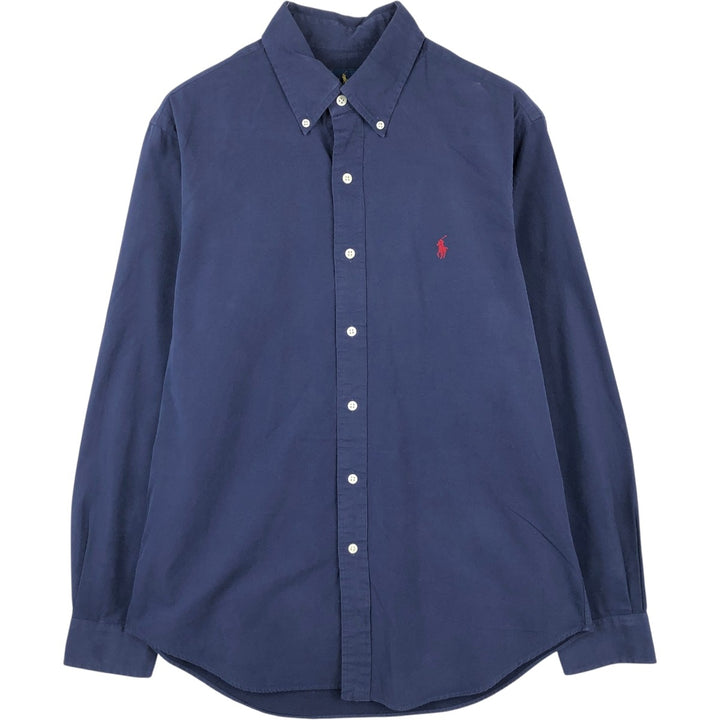 Ralph Lauren long-sleeved cotton shirt, men's size M (approx.) cotton navy blue type Vintage Second Hand