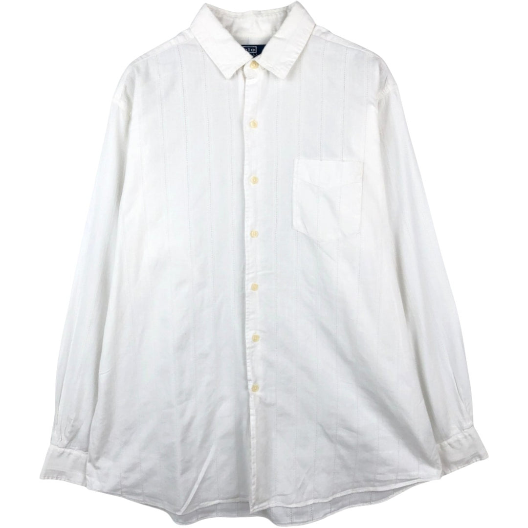 Ralph Lauren CHAPMAN Long-Sleeve Cotton Shirt, Men's Size L (approx.) cotton white type Vintage Second Hand