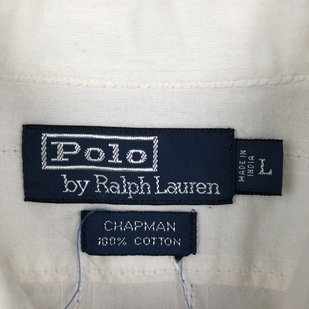Ralph Lauren CHAPMAN Long-Sleeve Cotton Shirt, Men's Size L (approx.) cotton white type Vintage Second Hand