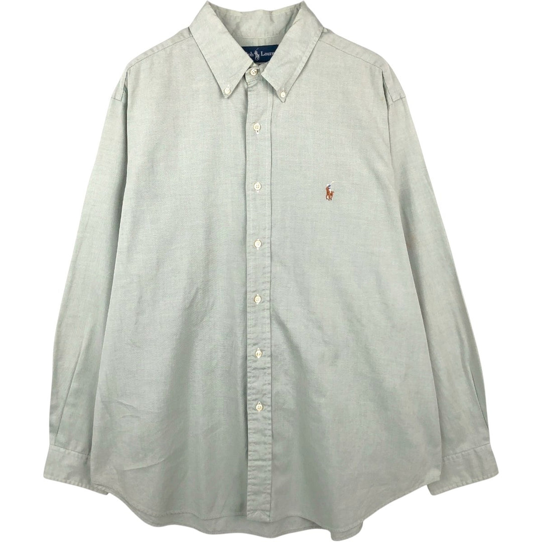 Ralph Lauren Classic Fit Long Sleeve Button Down Shirt Men's XL cotton Khaki type sage green Vintage Second Hand