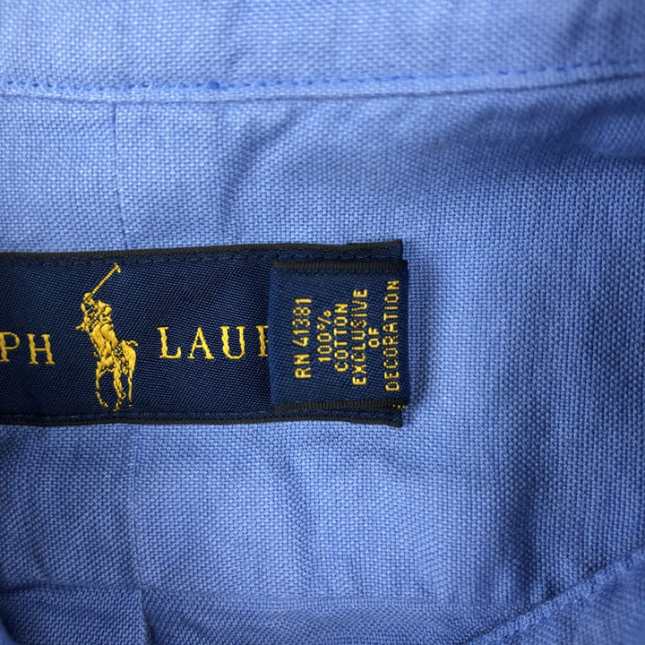 Ralph Lauren long-sleeved button-down shirt, men's size S cotton blue type Vintage Second Hand