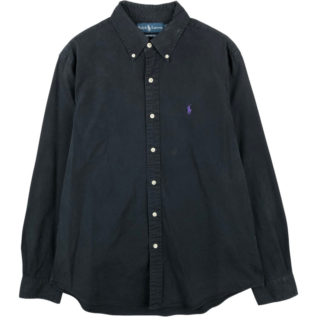 Ralph Lauren CUSTOM FIT long sleeve button down shirt, men's size L cotton black type Vintage Second Hand