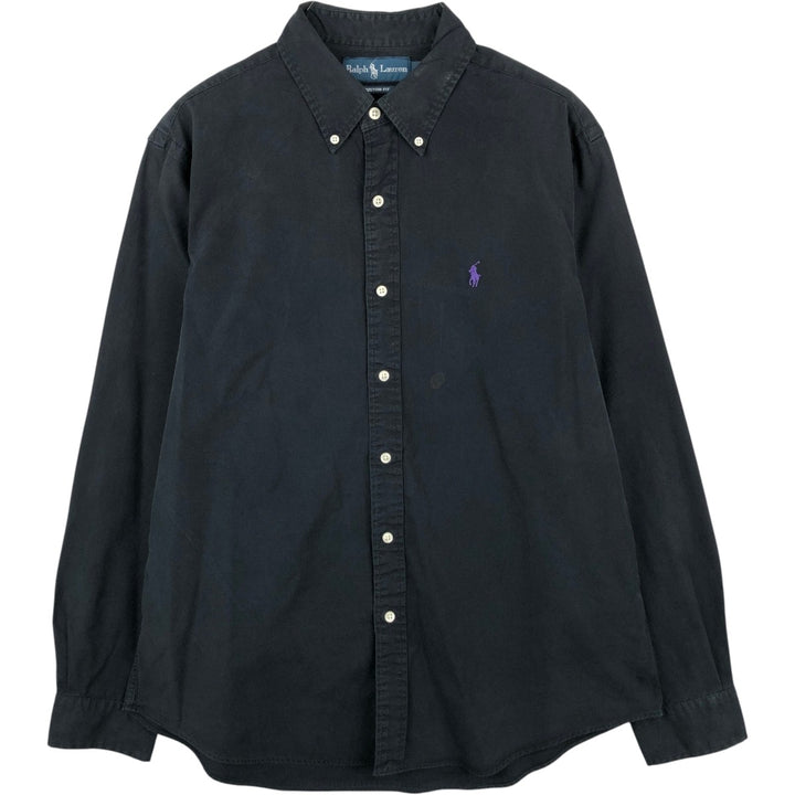 Ralph Lauren CUSTOM FIT long sleeve button down shirt, men's size L cotton black type Vintage Second Hand