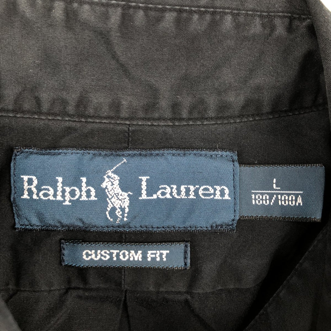 Ralph Lauren CUSTOM FIT long sleeve button down shirt, men's size L cotton black type Vintage Second Hand