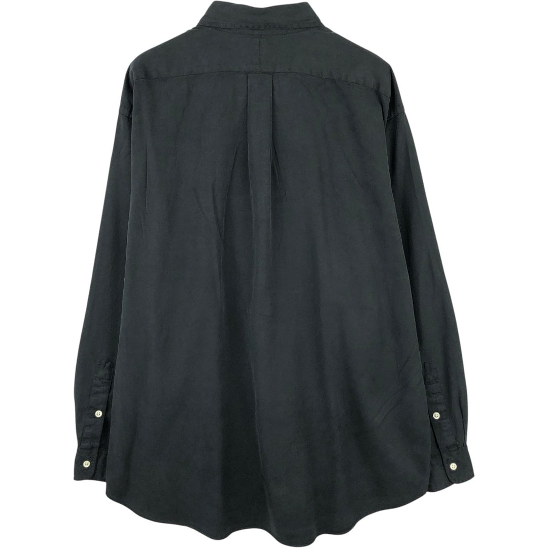 Ralph Lauren BLAKE Long-Sleeve Button-Down Silk Shirt, Men's Size XL (approx.) silk black type Vintage Second Hand