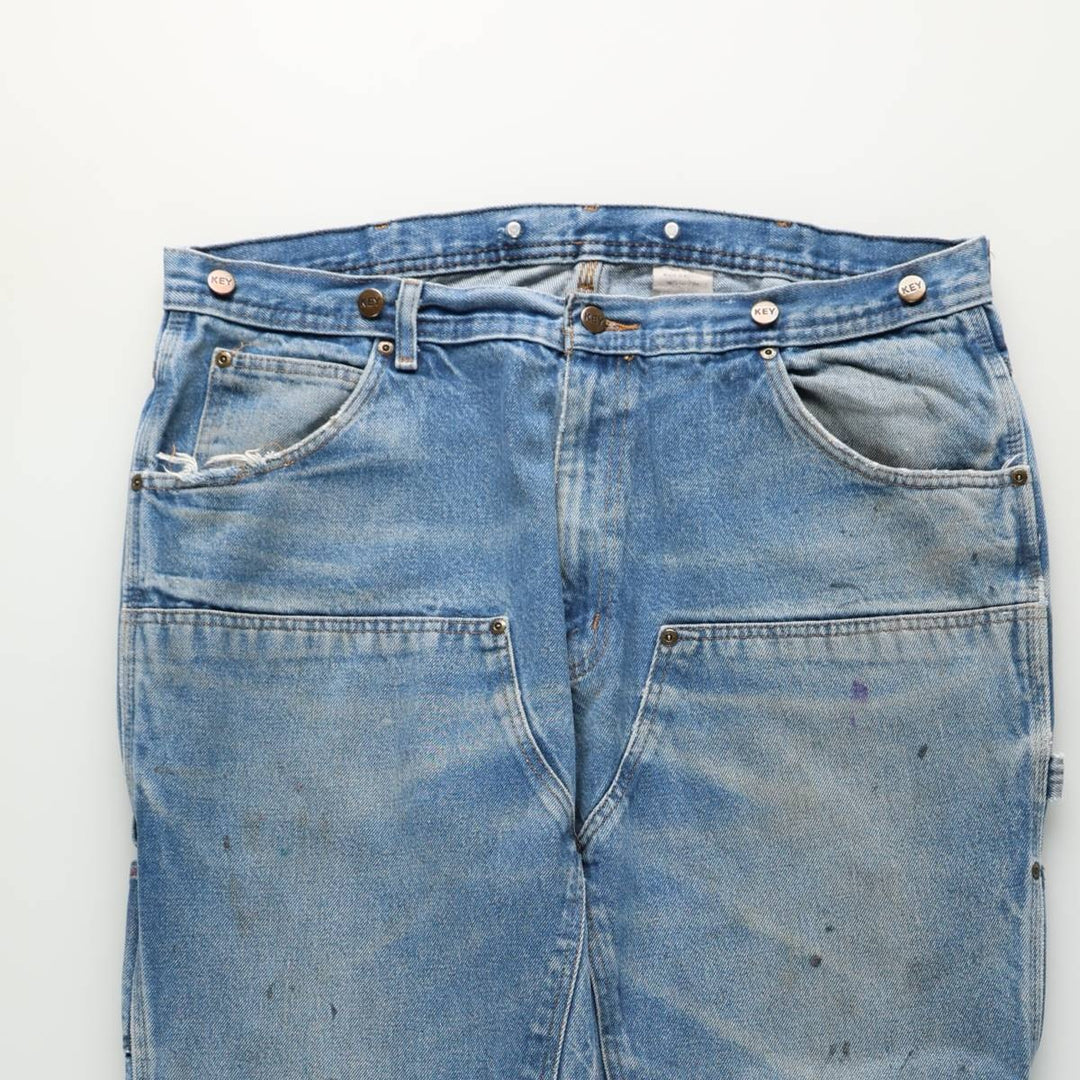 Key Double Knee Denim Painter Pants, Men's W39 (approx.) cotton blue type Vintage Second Hand