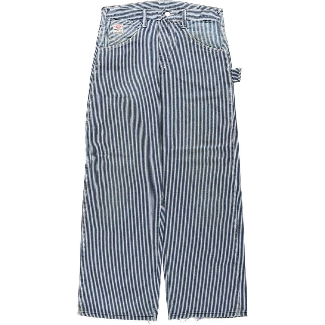 Pointer Stripe Pattern Hickory Stripe Denim Painter Pants, Made in USA, Men's Size W31 (approx.), Vintage cotton blue type Vintage Second Hand
