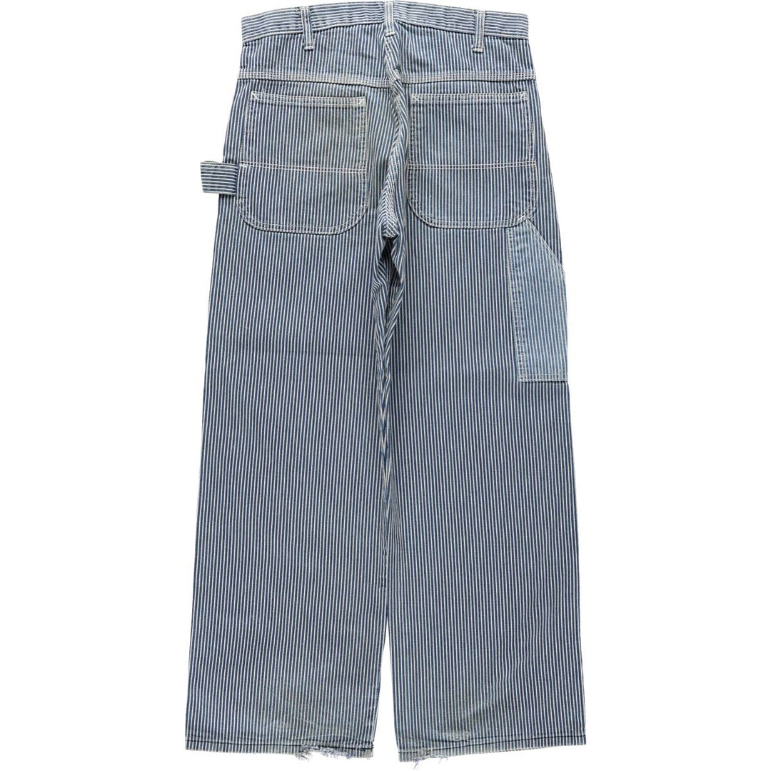 Pointer Stripe Pattern Hickory Stripe Denim Painter Pants, Made in USA, Men's Size W31 (approx.), Vintage cotton blue type Vintage Second Hand