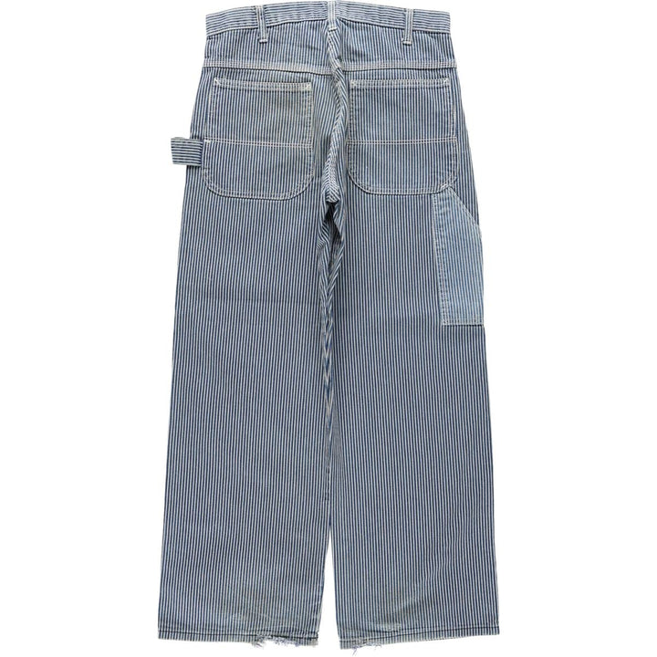 Pointer Stripe Pattern Hickory Stripe Denim Painter Pants, Made in USA, Men's Size W31 (approx.), Vintage cotton blue type Vintage Second Hand