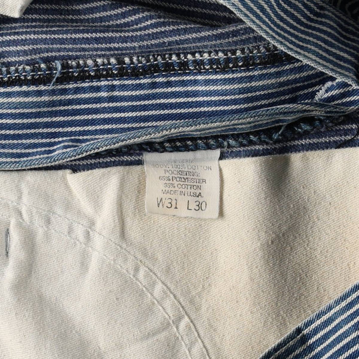 Pointer Stripe Pattern Hickory Stripe Denim Painter Pants, Made in USA, Men's Size W31 (approx.), Vintage cotton blue type Vintage Second Hand
