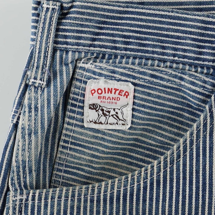 Pointer Stripe Pattern Hickory Stripe Denim Painter Pants, Made in USA, Men's Size W31 (approx.), Vintage cotton blue type Vintage Second Hand