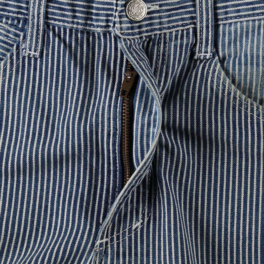 Pointer Stripe Pattern Hickory Stripe Denim Painter Pants, Made in USA, Men's Size W31 (approx.), Vintage cotton blue type Vintage Second Hand