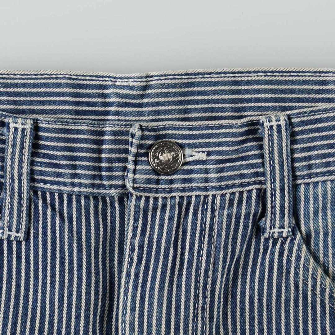 Pointer Stripe Pattern Hickory Stripe Denim Painter Pants, Made in USA, Men's Size W31 (approx.), Vintage cotton blue type Vintage Second Hand
