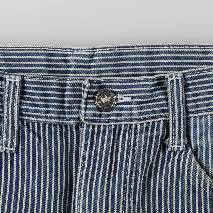 Pointer Stripe Pattern Hickory Stripe Denim Painter Pants, Made in USA, Men's Size W31 (approx.), Vintage cotton blue type Vintage Second Hand