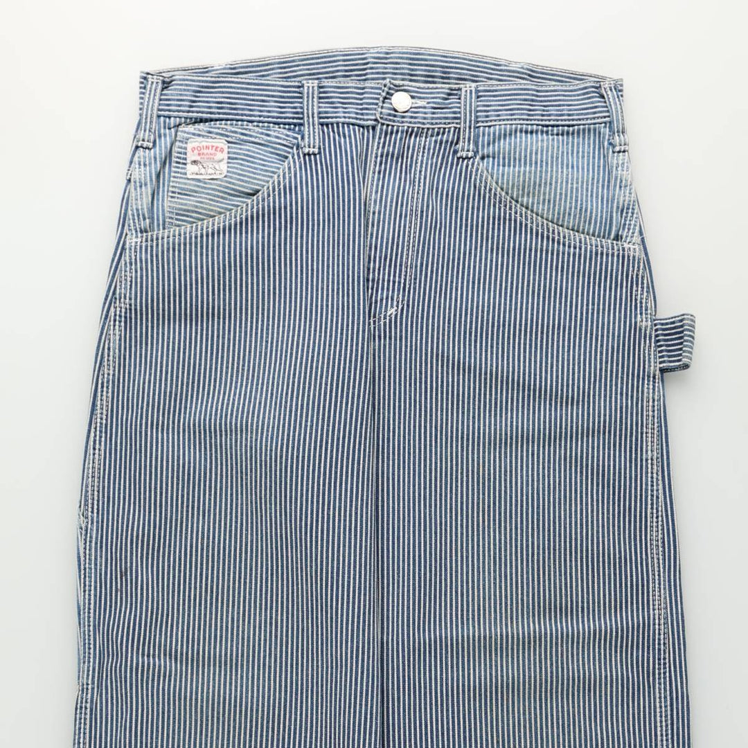 Pointer Stripe Pattern Hickory Stripe Denim Painter Pants, Made in USA, Men's Size W31 (approx.), Vintage cotton blue type Vintage Second Hand