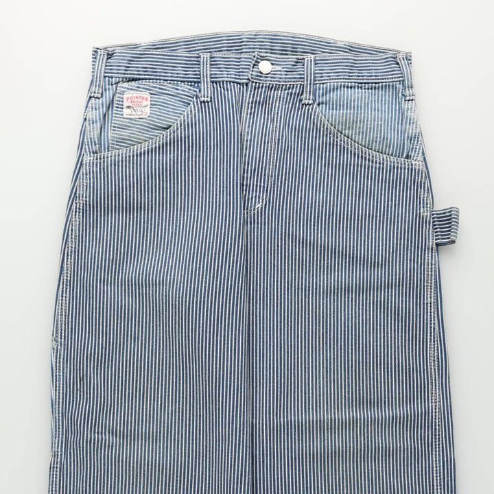 Pointer Stripe Pattern Hickory Stripe Denim Painter Pants, Made in USA, Men's Size W31 (approx.), Vintage cotton blue type Vintage Second Hand