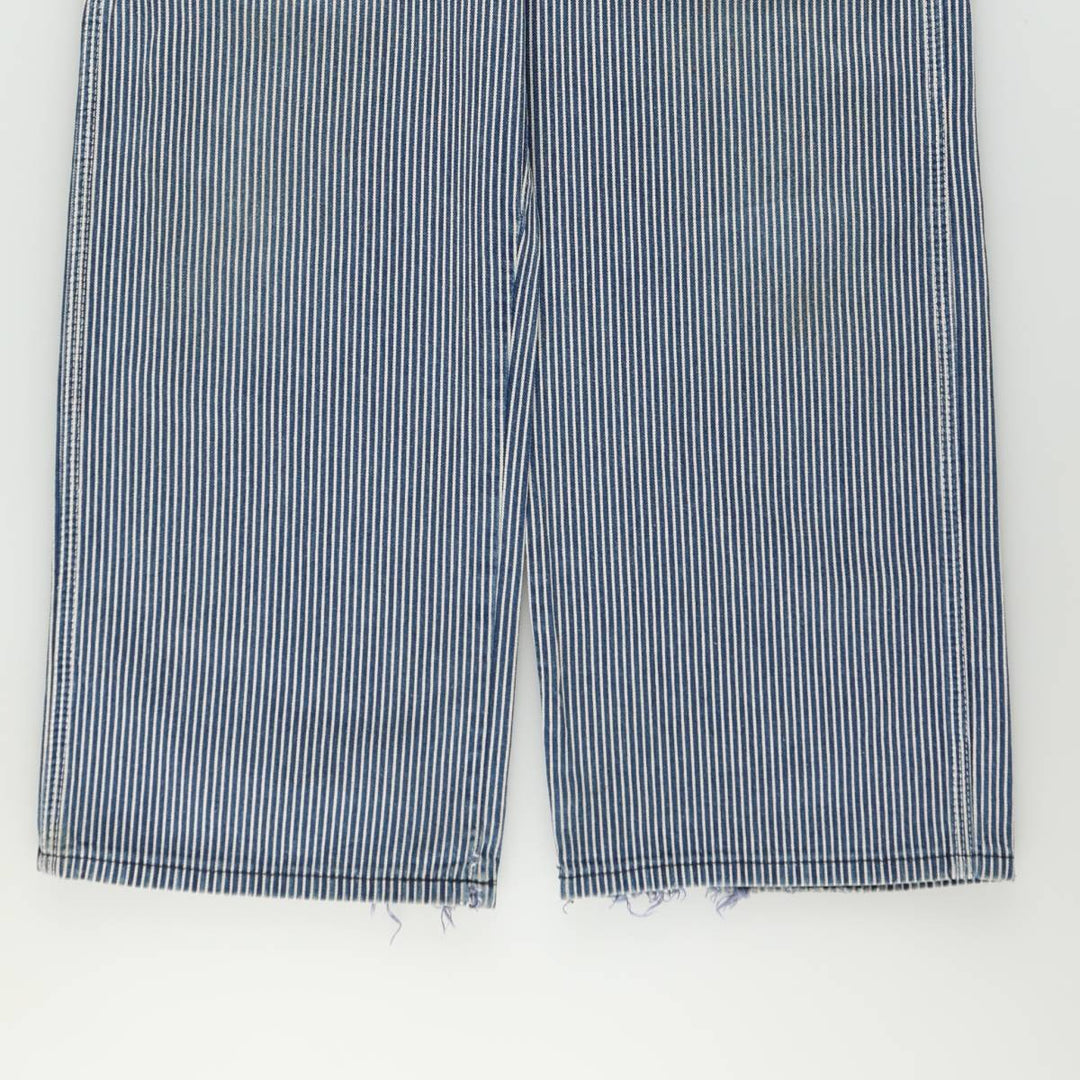 Pointer Stripe Pattern Hickory Stripe Denim Painter Pants, Made in USA, Men's Size W31 (approx.), Vintage cotton blue type Vintage Second Hand