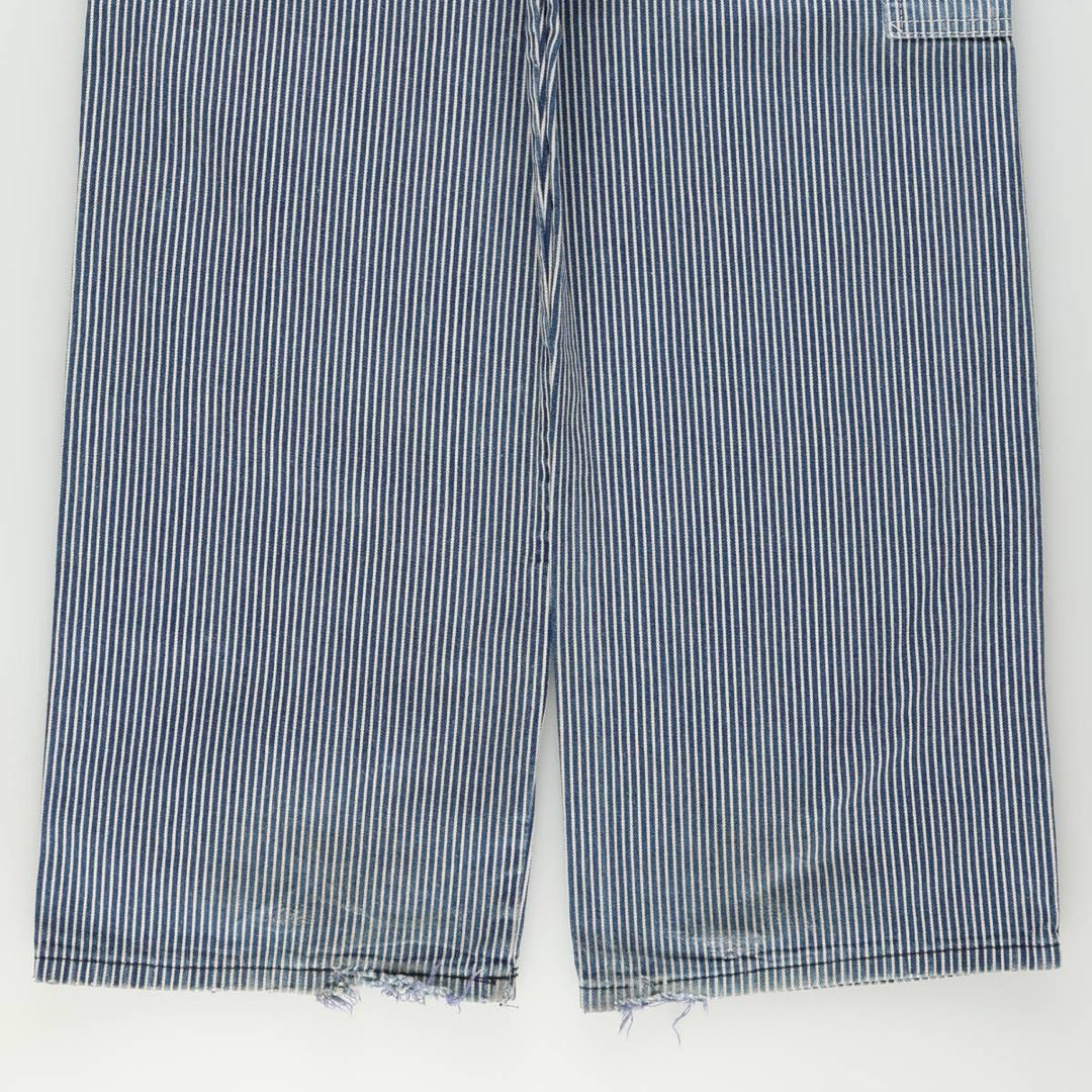Pointer Stripe Pattern Hickory Stripe Denim Painter Pants, Made in USA, Men's Size W31 (approx.), Vintage cotton blue type Vintage Second Hand